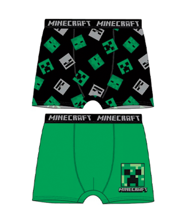 Minecraft boxershorts til børn - 2 styk - Grøn/sort