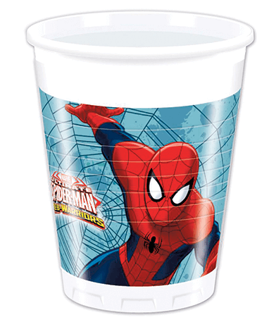 Spiderman plastikkrus 8 stk. - fødselsdagspynt - Marvel