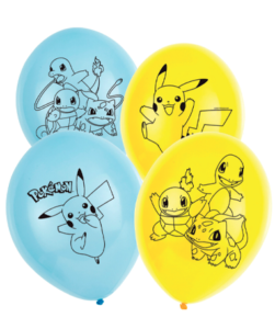 Gul og blå Pokemon balloner - 6 stk