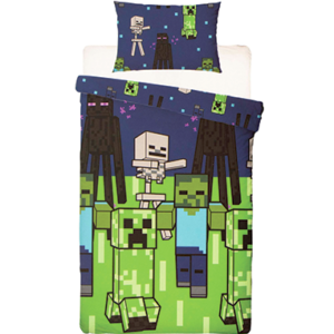 Minecraft sengetøj - Mørkeblå Creeper