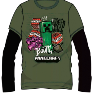 Minecraft Mørkegrøn TnT creeper langærmet t-shirt