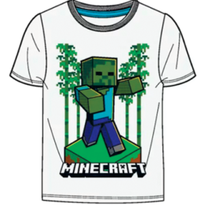 Minecraft creeper t-shirt - Hvid i skov