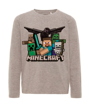 Minecraft langærmet t-shirt - Grå