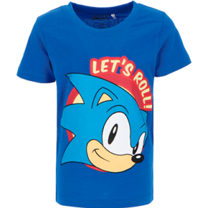 Blå Sonic t-shirt til børn 6-14 år