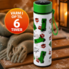 Hvid Minecraft termoflaske med Creeper og TNT motiver ved en varm kop
