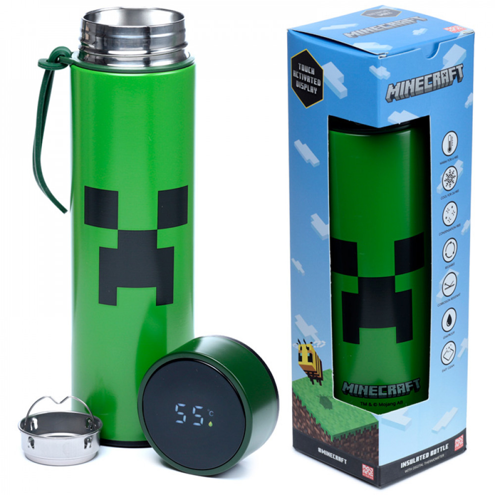 Minecraft Creeper Termoflaske i rustfrit stål med termometer