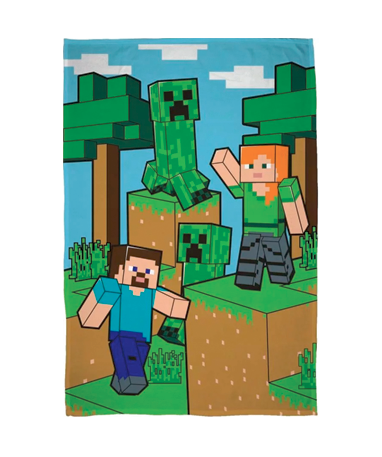 1: Minecraft Creeper, steve & alex tæppe - 100x150cm