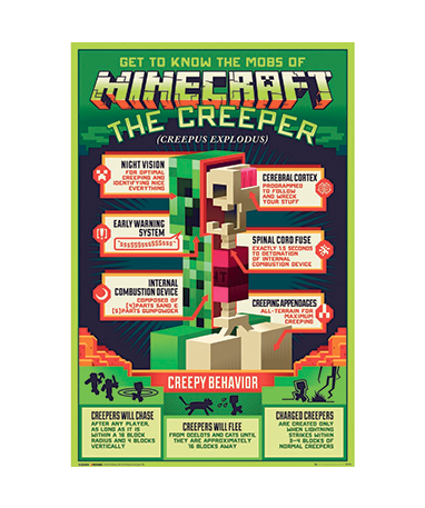 Minecraft creeper plakat - 61x91cm