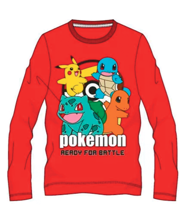 Billede af Pokemon rød t-shirts til børn - Ready for battle (6-12 år)