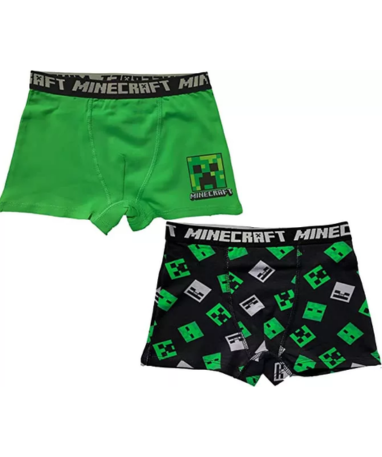 Se Minecraft boxershorts til børn - 2 styk - Grøn/sort hos MerchShark