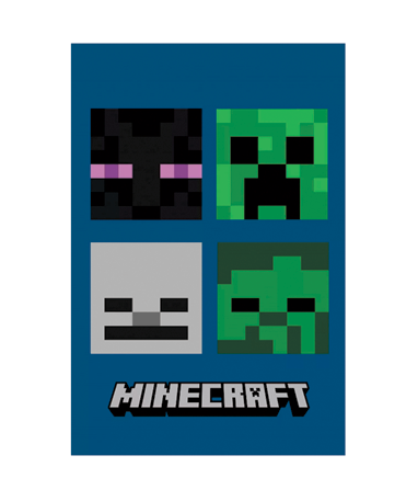4: Minecraft mørkeblåt tæppe - 100x150cm