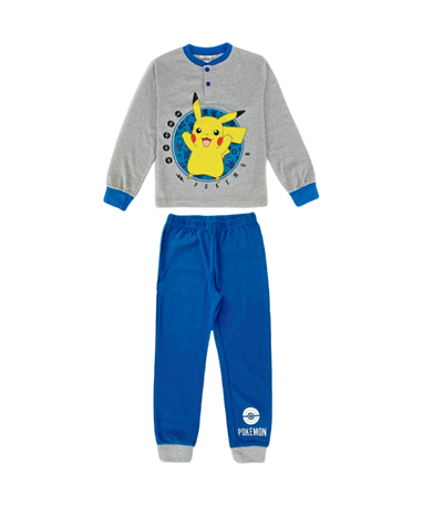 Se Pokemon pyjamassæt - Blå & Grå - Pikachu (6-12 år) hos MerchShark