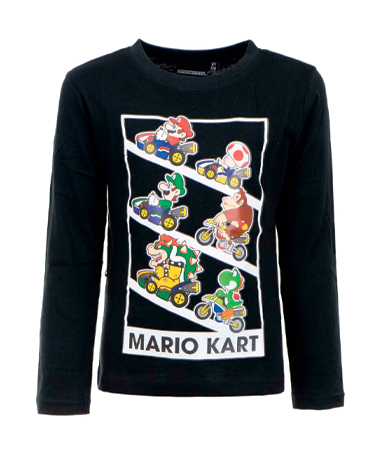 Billede af Super Mario Sort t-shirt - Mario Kart (3-8 år)