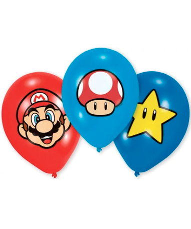 Super Mario balloner - 6 stk.