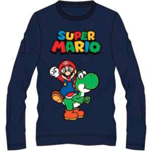 Super Mario blå langærmet t-shirt (4-10år)