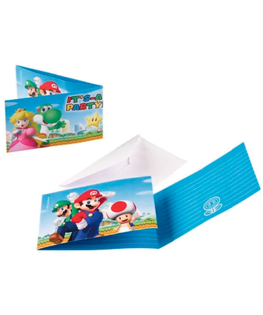 Super Mario invitationskort - 8 stk