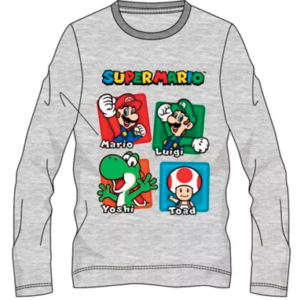 Super Mario langærmet t-shirt - Grå (4-10år)
