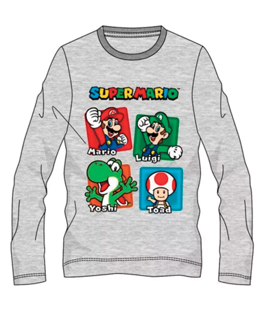 Billede af Super Mario langærmet t-shirt - Grå (4-10år)
