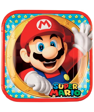 Super Mario paptallerken - 8 stk. - 23cm