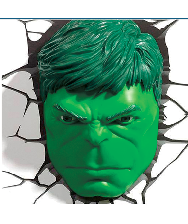 Hulk Hoved 3D LED Lampe - Marvel
