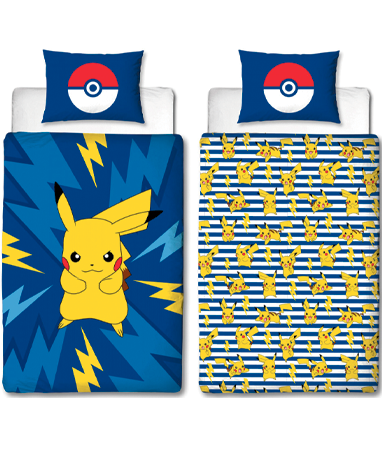 Pikachu & Pokeball sengetøj - blå