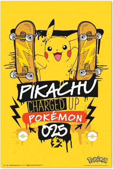 Se Pikachu charged up plakat- 61x91cm hos MerchShark