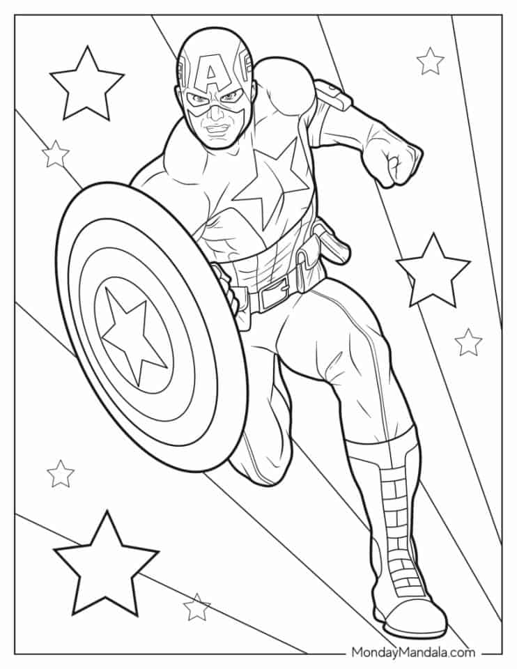 Captain America tegning - Marvel Farvelægning