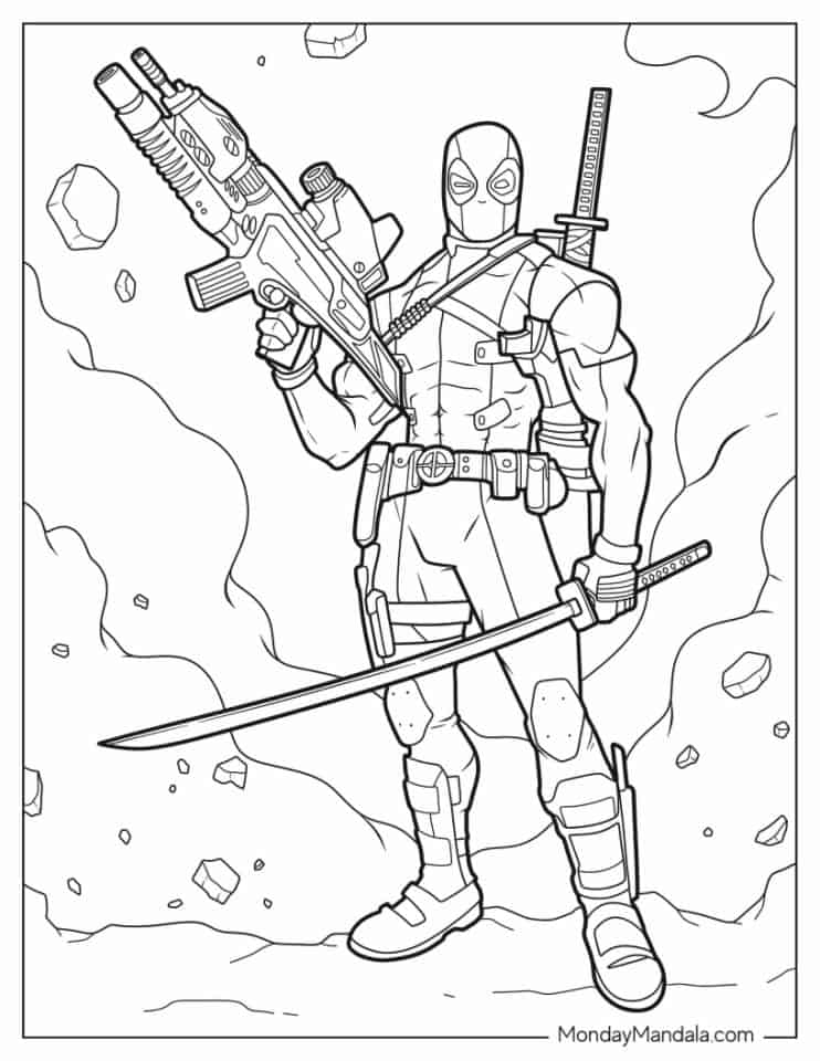 Deadpool tegning - Marvel Farvelægning