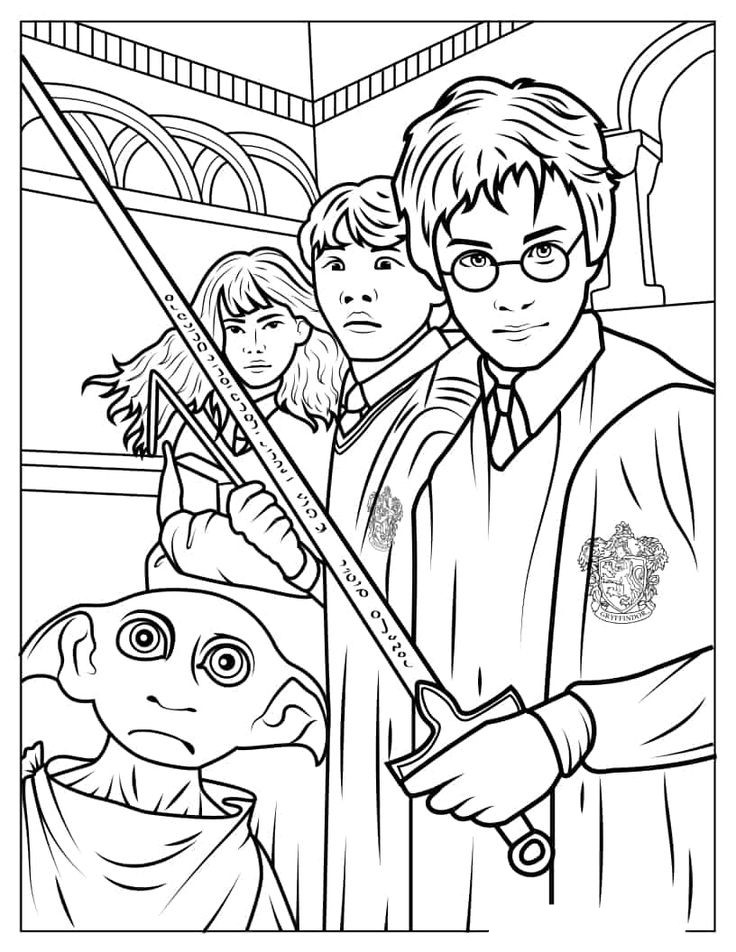 Harry Potter med gruppen tegning - farvelægning