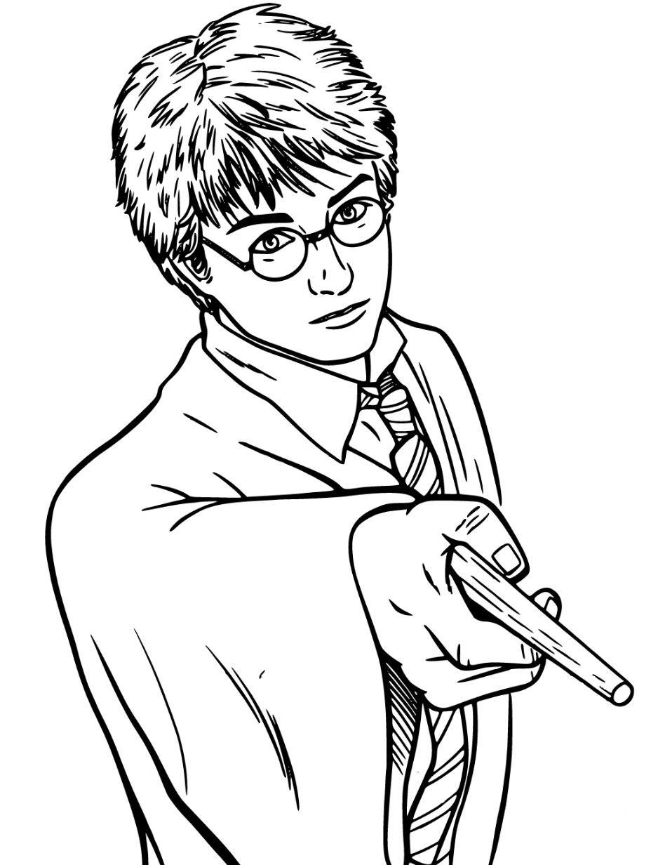 Harry Potter med stav tegning - farvelægning
