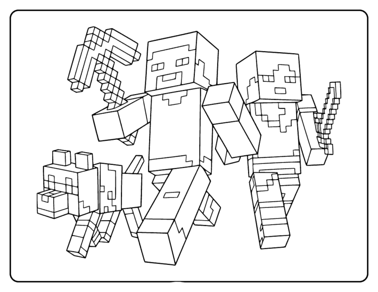 Minecraft Ulv Steve Alex tegning: farvelægning