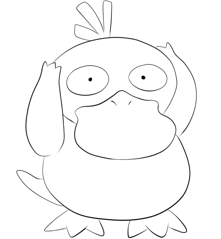 Click to print Psyduck tegning: farvelægning