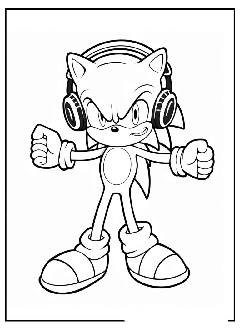 Klik her for print Sonic med høretelefoner tegning: farvelægning