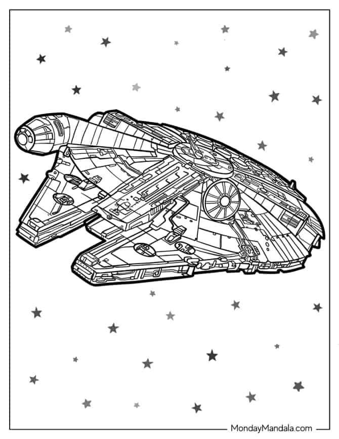 Star Wars Millennium Falcon tegning - farvelægning