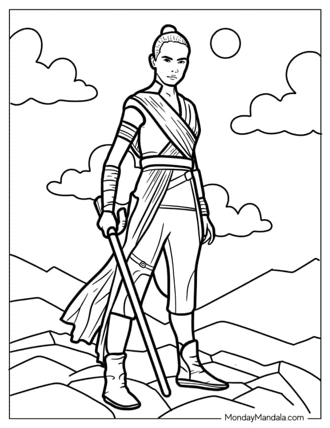 Star Wars Rey tegning - farvelægning