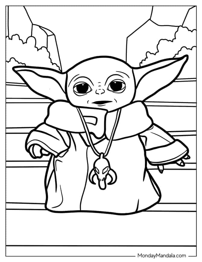 Star Wars The Mandalorian Baby Yoda tegning - farvelægning