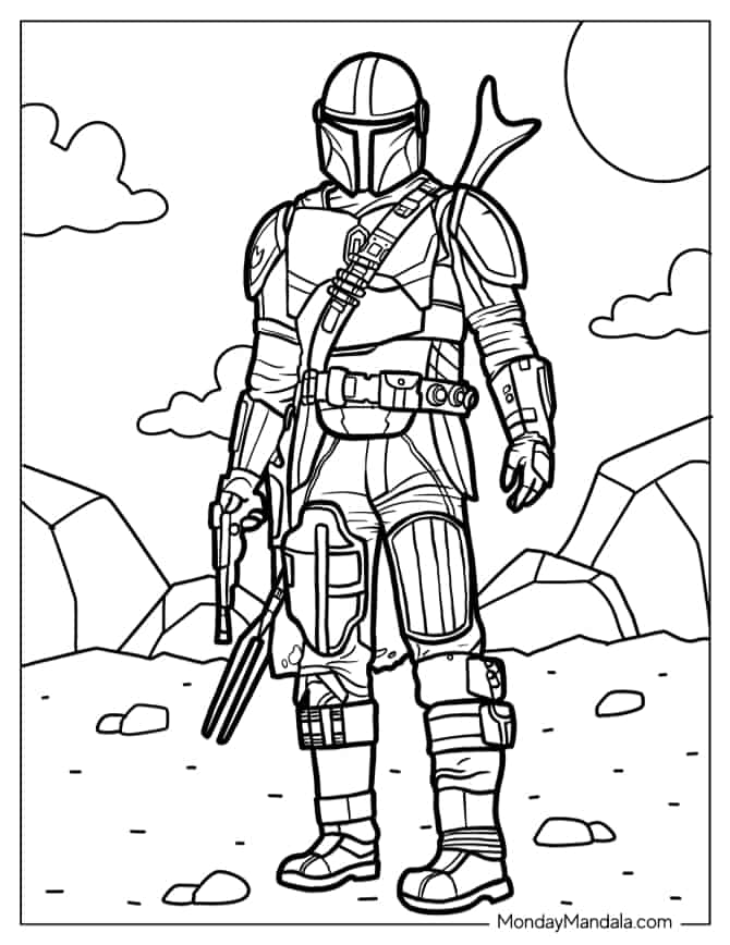 Star Wars The Mandalorian Mando tegning - farvelægning