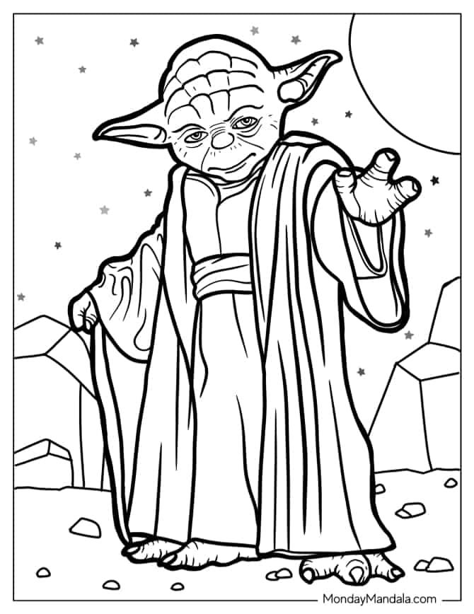 Star Wars Yoda tegning - farvelægning