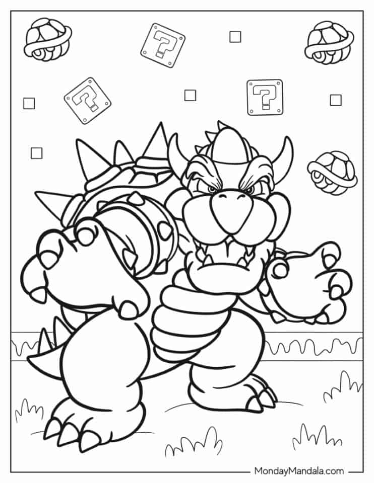 Super Mario Bowser tegning - Farvelægning