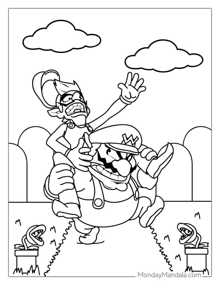 Waluigi Wario tegning - Farvelægning