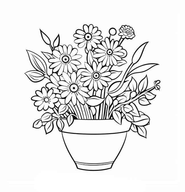 Blomster tegninger - farvelægning