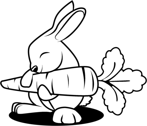 Kanin med gulerod tegning - farvelægning