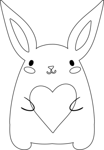 Kanin med hjerte tegning - farvelægning