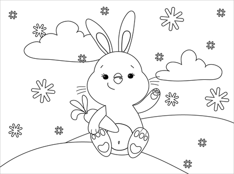 Kanin om vinteren tegning - farvelægning