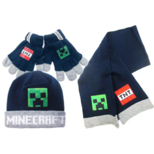 Minecraft vinter sæt - hue, halstørklæde og handsker