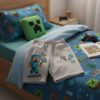 Minecraft grå shorts til børn (6-12 år)