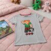 Minecraft grå t-shirt til piger med glitter (4-8 år)
