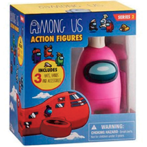 Lyserød Among Us figur - 3 tilbehør