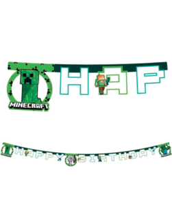 Minecraft Creeper Happy Birthday banner - 1 stk.