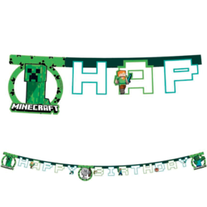Minecraft Creeper Happy Birthday banner - 1 stk.